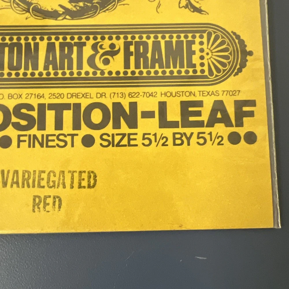 New* Houston Art And Frame‎ Red Composition Leaf 5½x5½ 25 Fine Sheets Each Pkg.